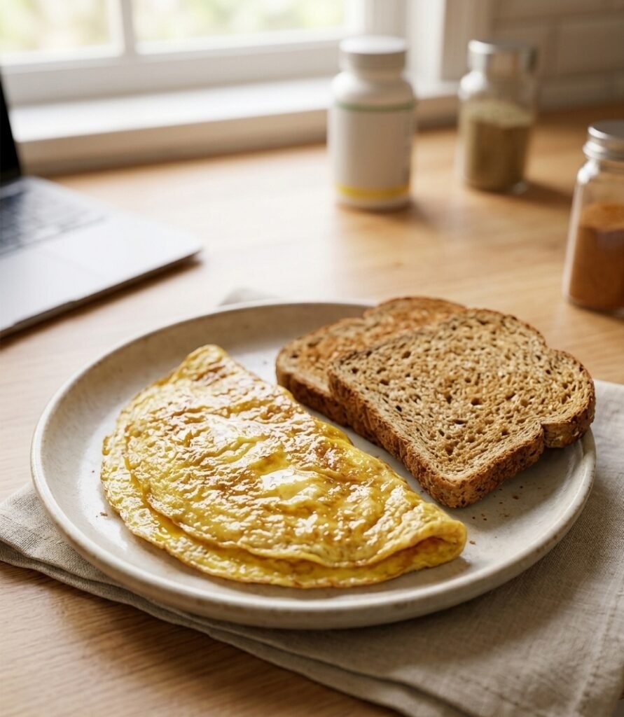 third meal omlet with bread and desi ghee